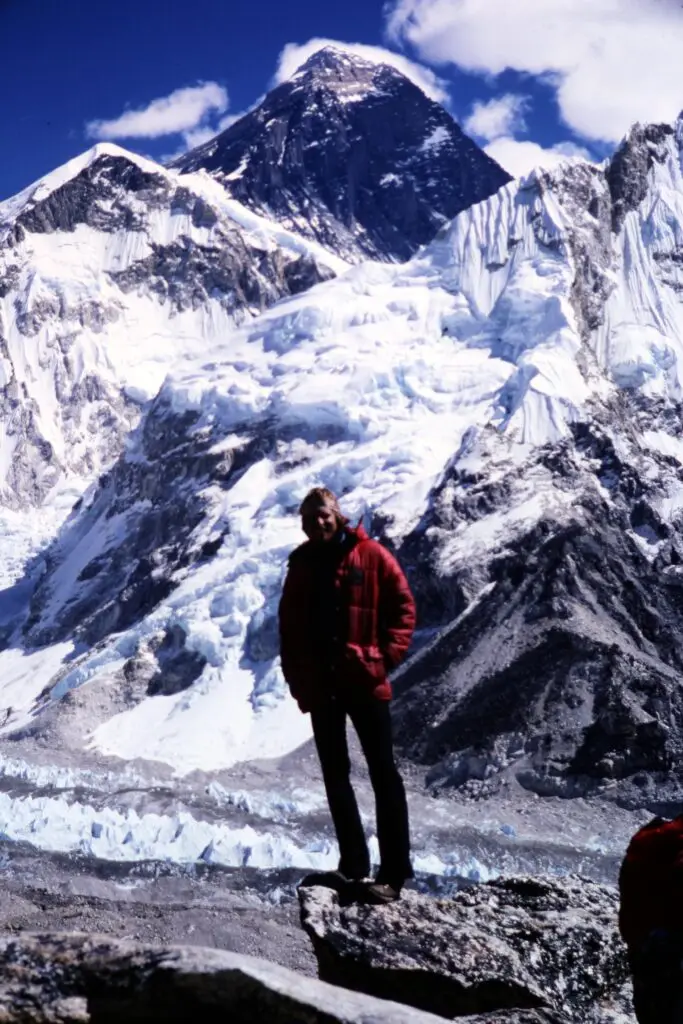 Summit Kala Patthar in Nepal with Chomolungma, Everest, in the background